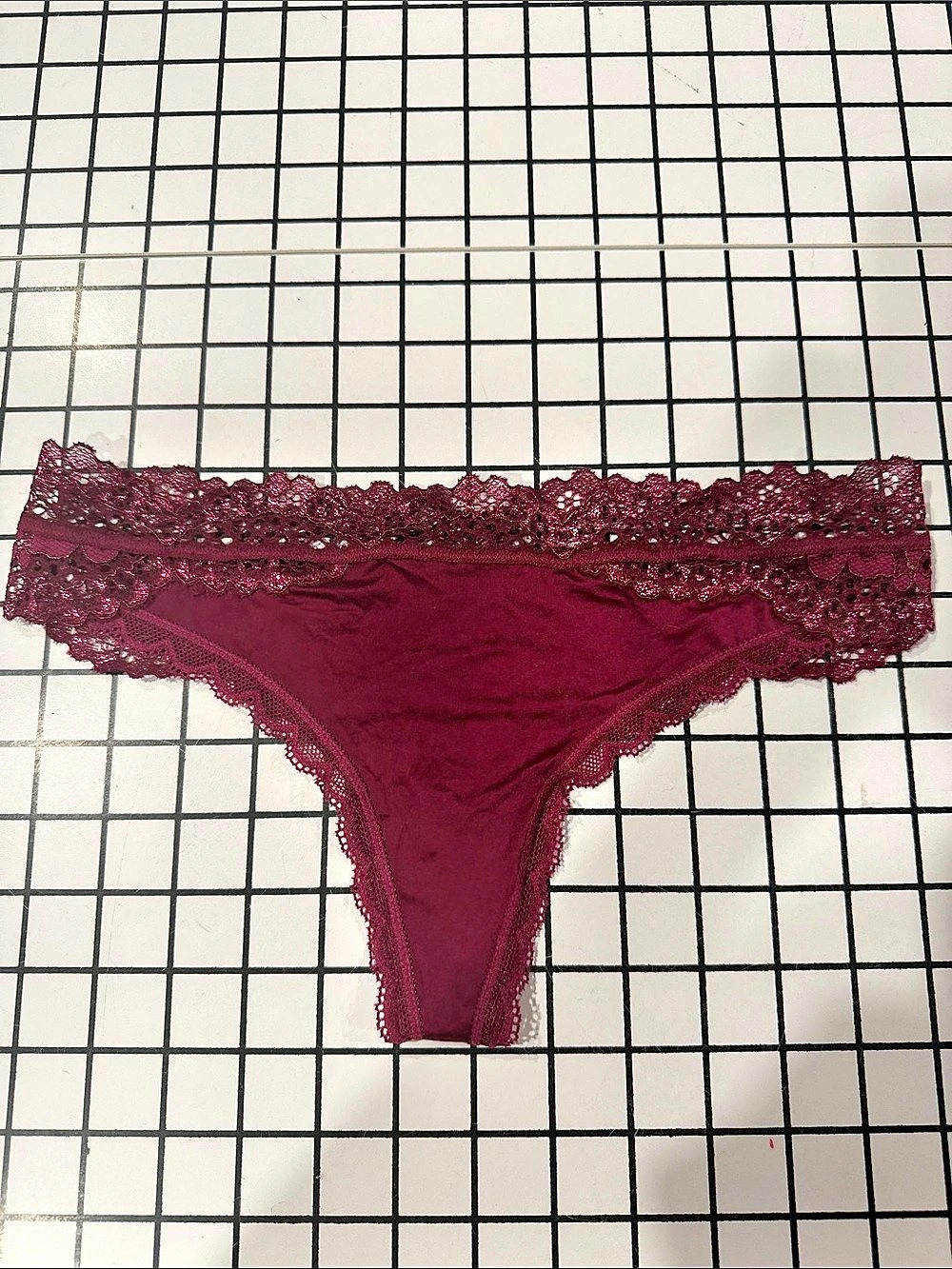 NWT Victoria's Secret Sexy Illusions Lace Thong Panty Lace Thong Burgundy Size S